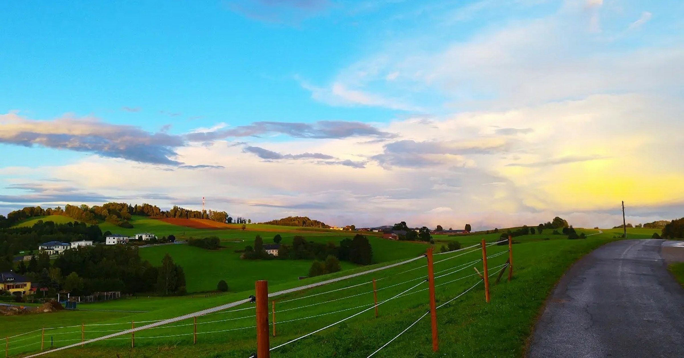 Pferderanch im sonnigen Nebelberg